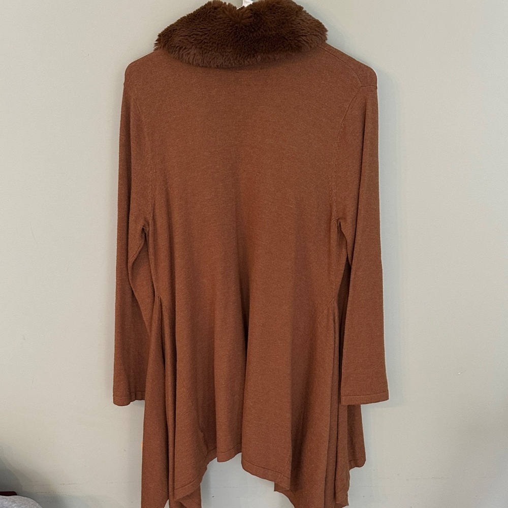 Ruby Rd. Rust Cardigan with Plush Collar - Picture 4 of 5